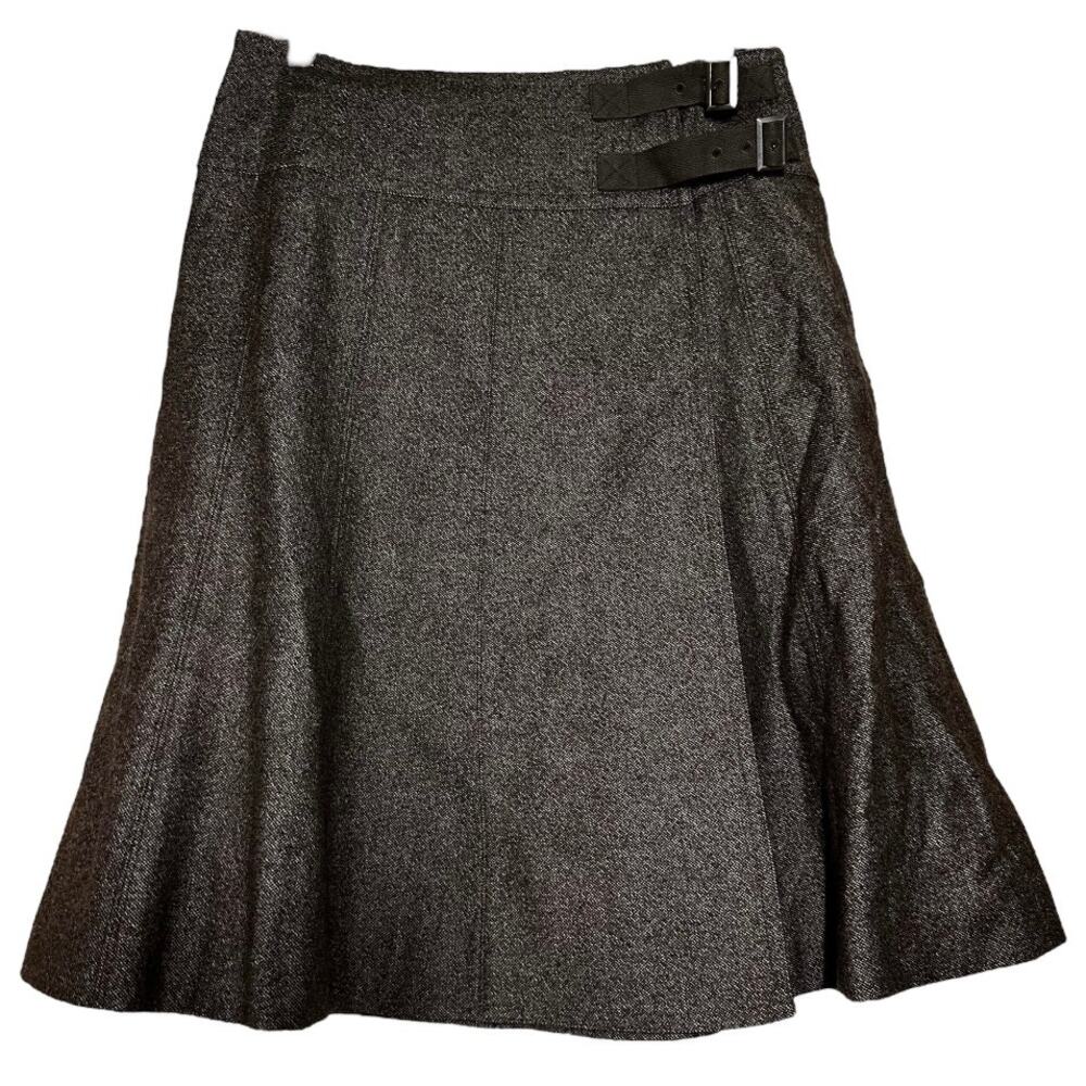 Sundance Wool A Line Skirt Buckle Strap Detail Flowy Academia Preppy Brown 6